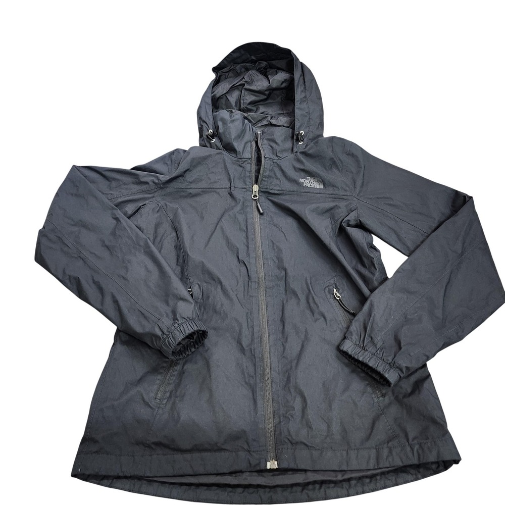 The North Face Jacket Womens Medium Black Hooded Full Zip Windbreaker Hiking